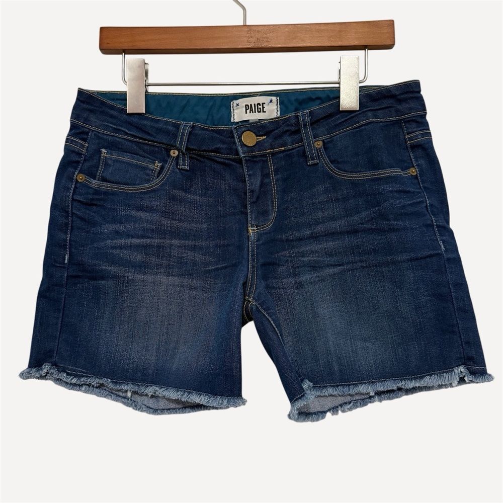 Paige 4.5" Jimmy Jimmy Shorts Cut Off Mid Rise Medium Wash Stretch Size 26